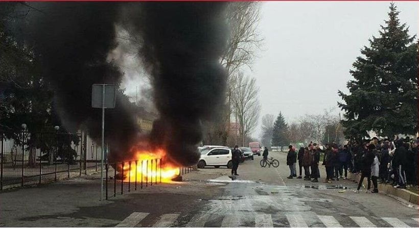 Протестная акция возле Каховской полиции в январе 
