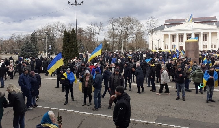 Мітинг в Новій Каховці 6 березні проти російської агресії