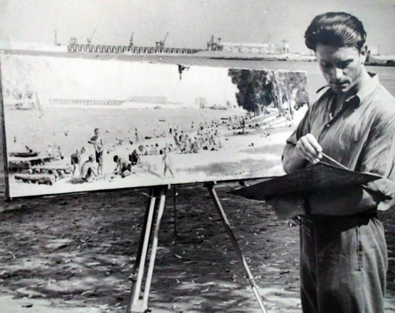 Альбін Гавдзинський на будові міста і Каховської ГЕС