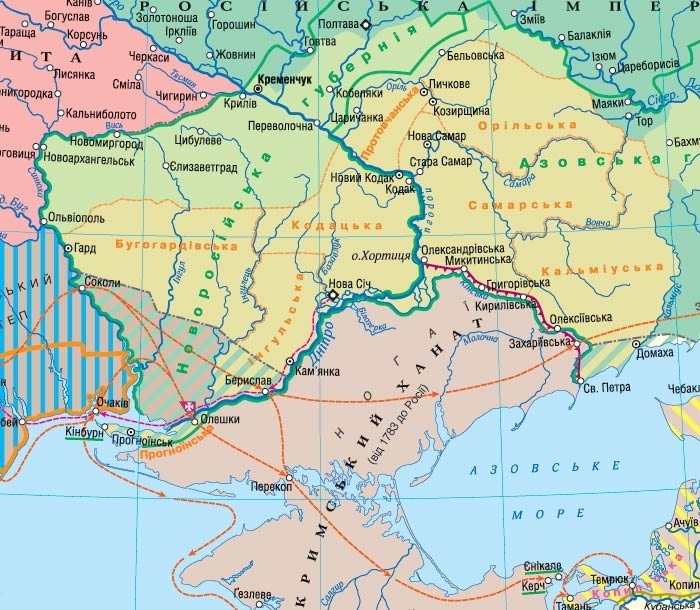 Карта Запорізьких козаків 18 століття