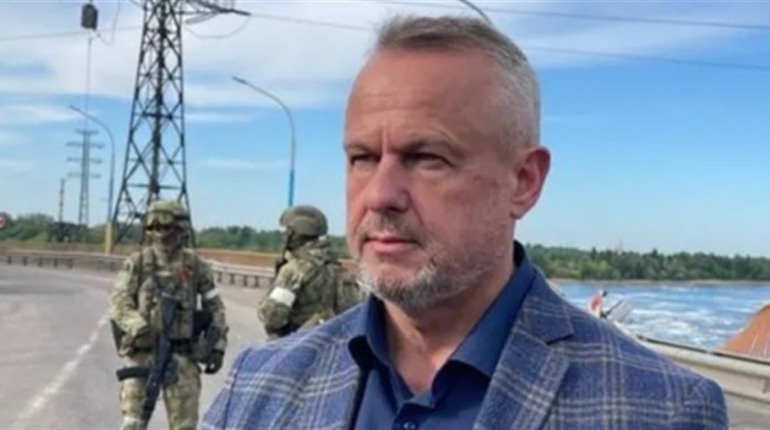 Володимир Леонтьєв на греблі Каховської ГЕС.